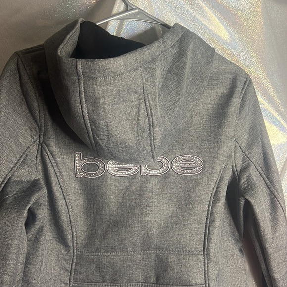 Bebe grey coat bling diamonds crystal Swarovski cute fall rain coat jacket y2k - Picture 5 of 9